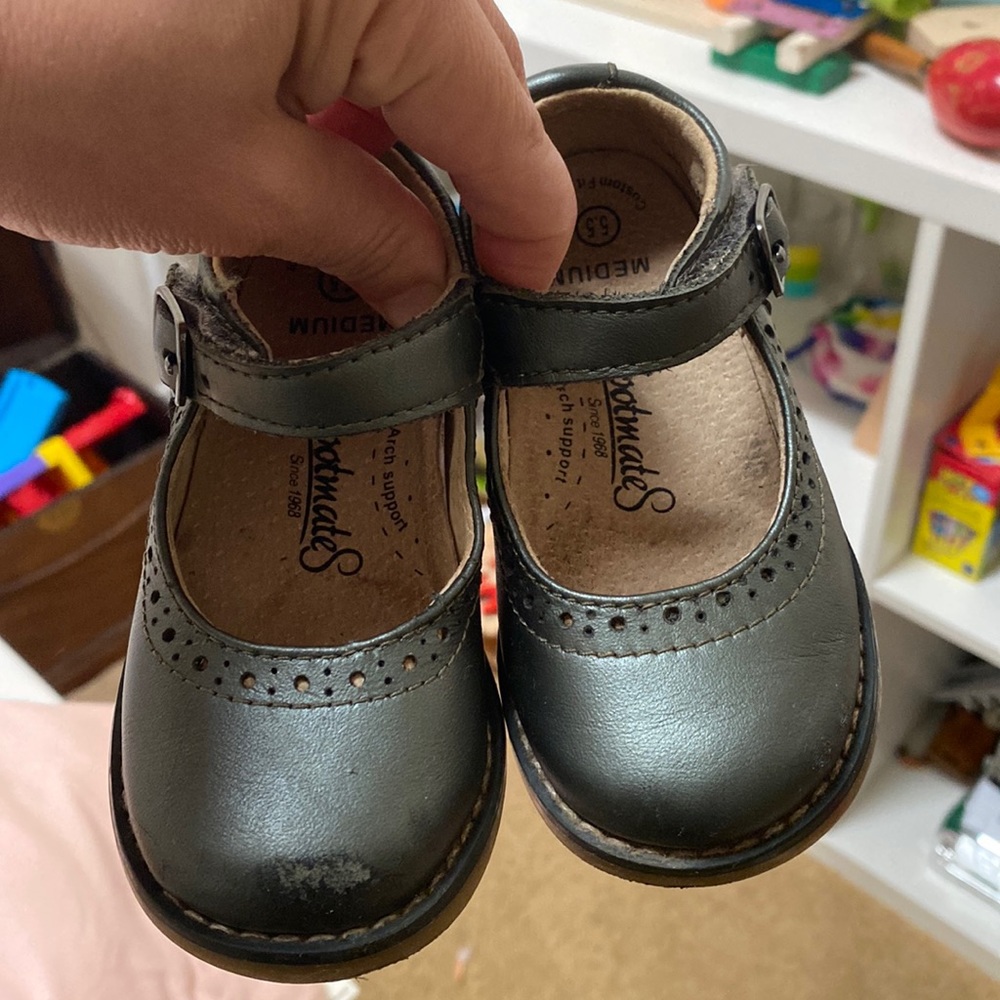 Footmates Pewterish Mary Janes